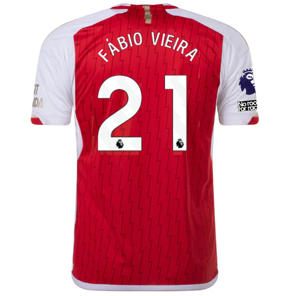 Image of adidas Arsenal Fábio Vieira Home Jersey 23/24 w/ EPL + No Room For Racism Patch