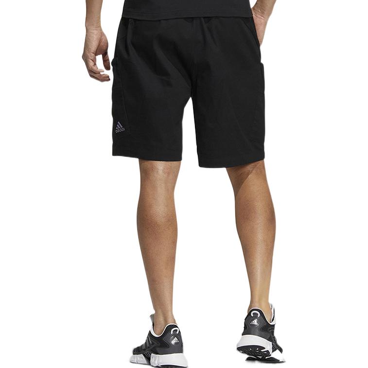 Image of Men's adidas Solid Color Logo Printing Casual Straight Shorts Black HM2984