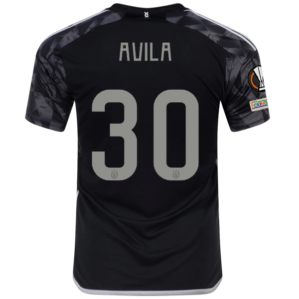 adidas Ajax Gastón Avila Ausweichtrikot mit Europa-League-Aufnähern 23/24 (Schwarz)