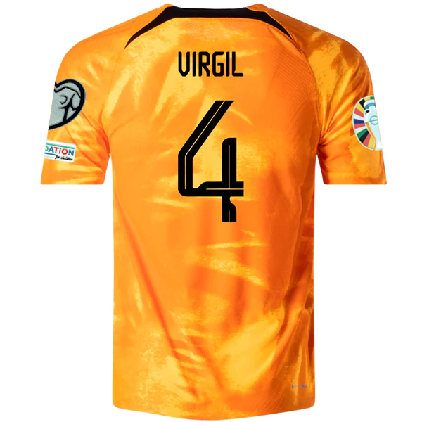 Nike Netherlands Virgil Van Dijk Home Match Authentic Jersey w/ Euro Qualifying