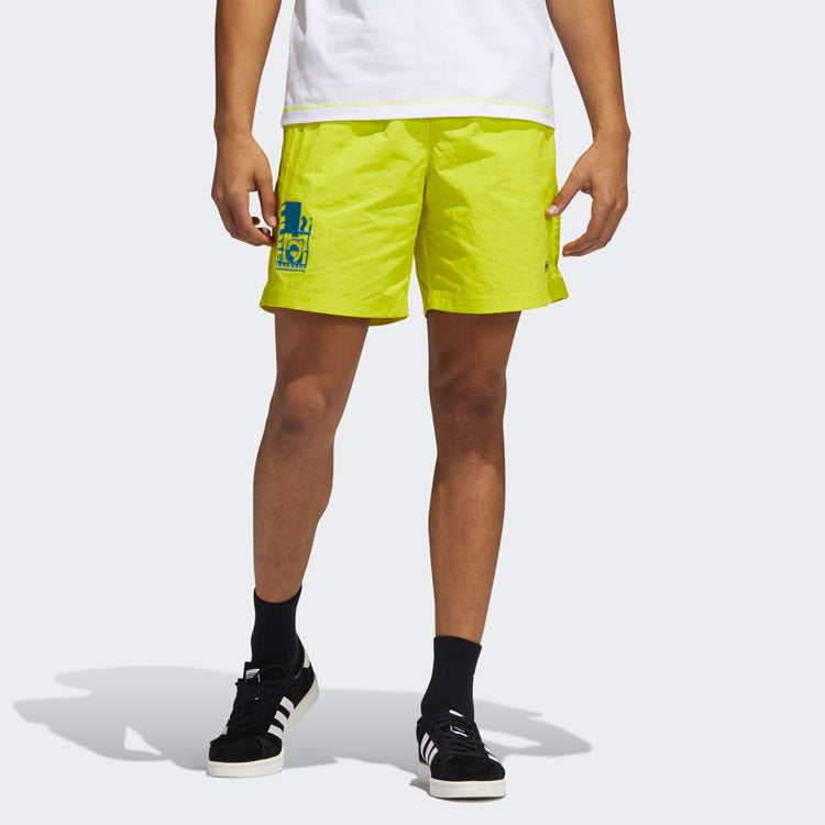 adidas originals Emb Woven Short Embroidered Casual Sports Shorts Yellow Green G