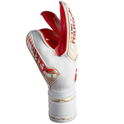 Image of Reusch Attrakt Gold X Glue Print Ortho-Tec Goalkeeper Glove (White/Fiery Red)