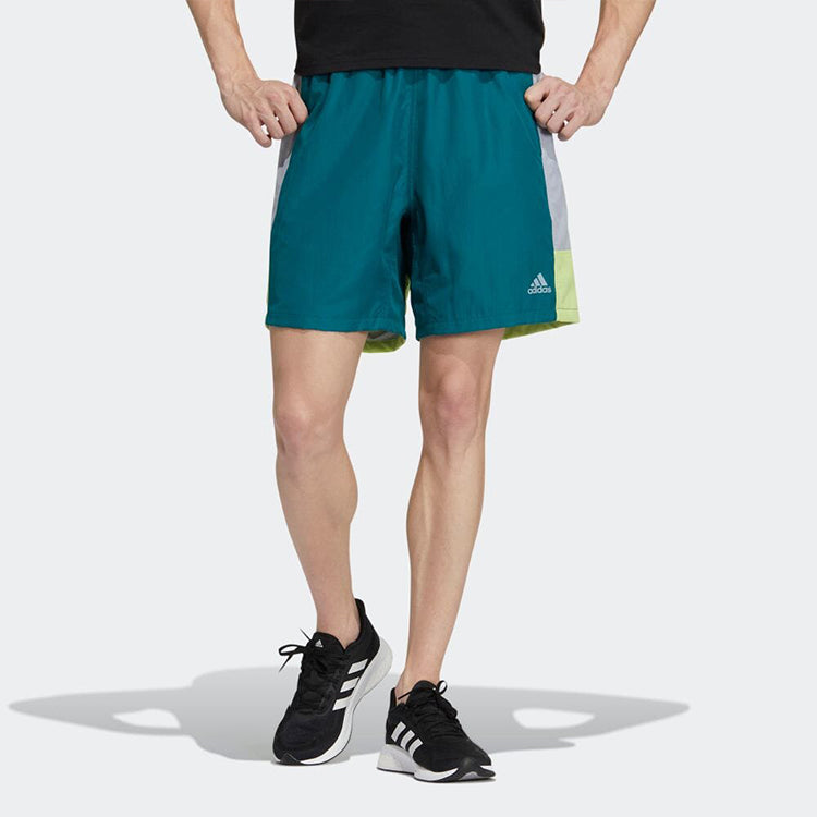 Men's adidas Stripe Colorblock Straight Shorts Japanese Version Green HD0064
