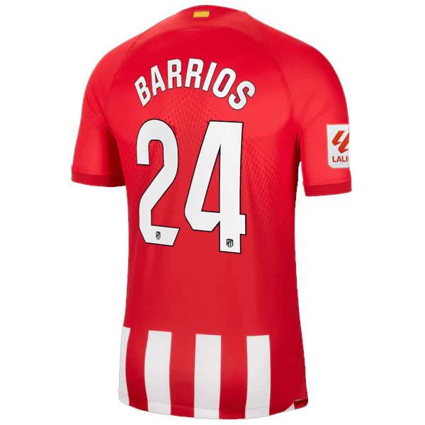 Image of Nike Atletico Madrid Pablo Barrios Home Jersey w/ La Liga Patch 23/24 (Sport Red