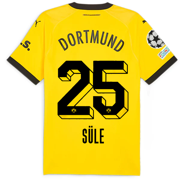 Puma Borussia Dortmund Authentic Sule Home Jersey w/ Champions League Patches 23