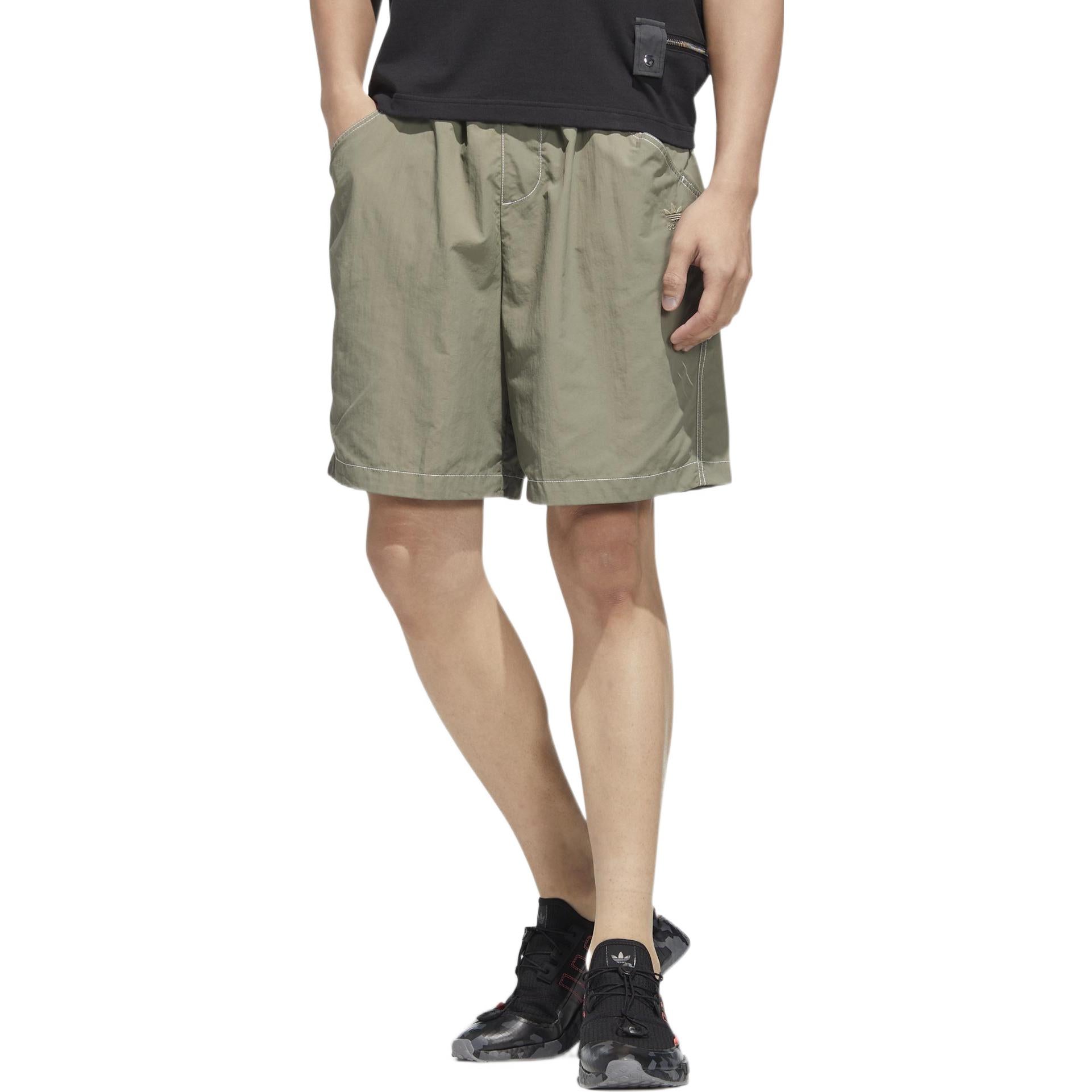 adidas originals Solid Color Casual Sports Shorts Green HM8002