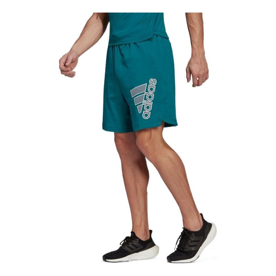 Image of Men's adidas Logo Printing Straight Casual Shorts Japanese Version Green H61170