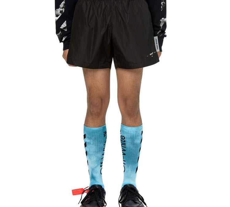 OFF-WHITE Straßenshorts aus Gummi mit Logo Schwarz OMFA003S20A230211001