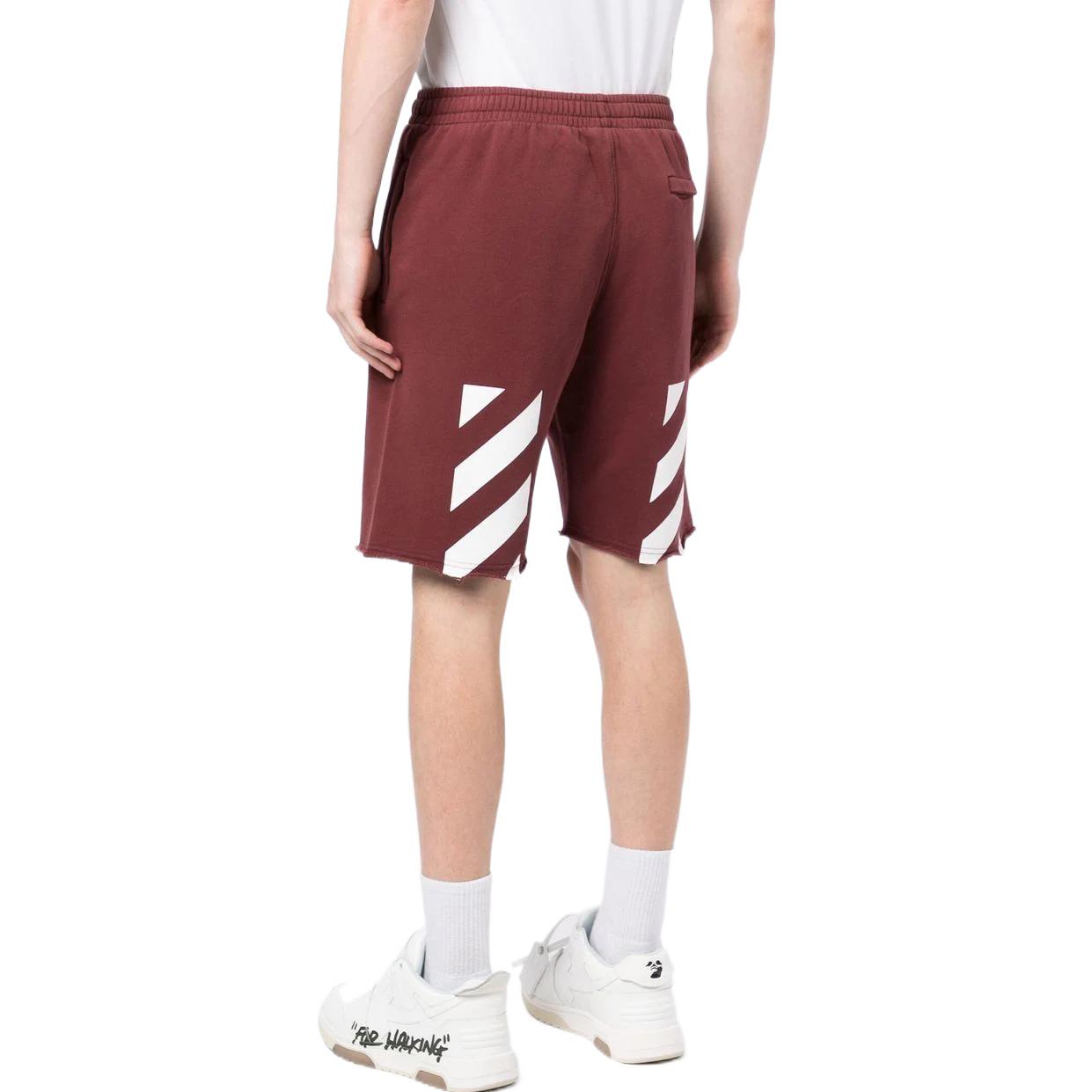 Men's OFF-WHITE FW22 Stripe Logo Printing Sports Shorts Version Red OMCI006F22FL