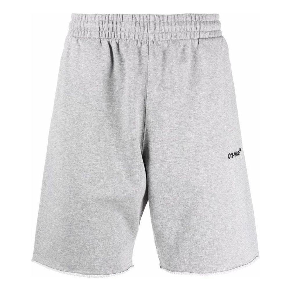 Image of Men's OFF-WHITE SS22 Solid Color Logo Printing Straight Shorts Version Gray OMCI