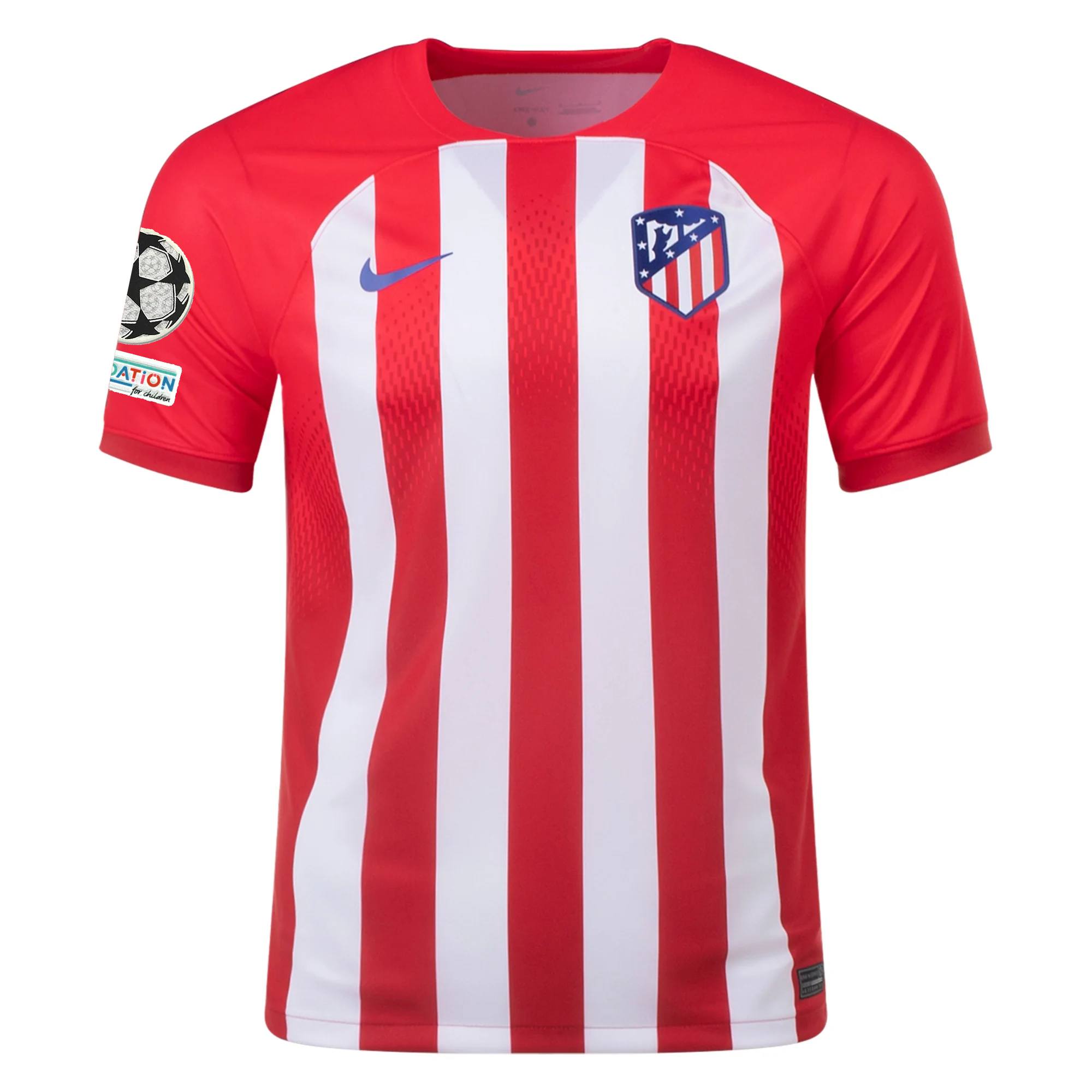 Image of Nike Atletico Madrid Marcos Llorente Home Jersey w/ Champions League Patches 23/