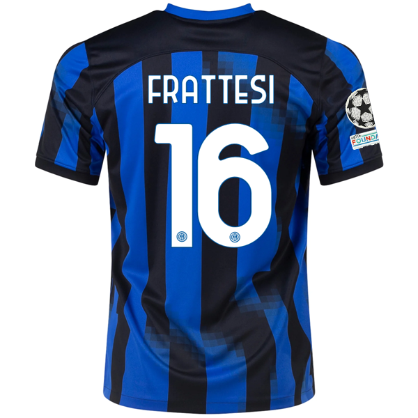 Image of Nike Inter Milan Davide Frattesi Home Jersey w/ Champions League+ Copa Italia Pa