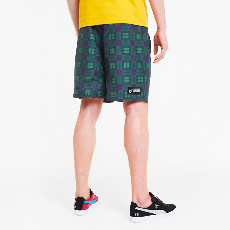 Image of PUMA x The Hundreds Crossover Printing Athleisure Casual Sports Shorts Green 596