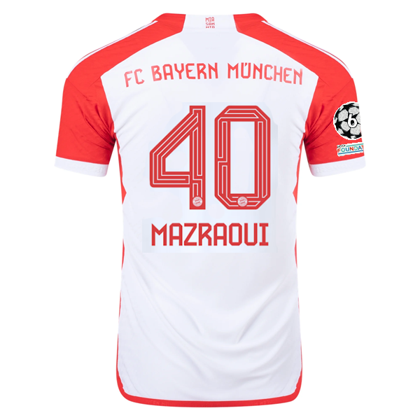 Image of adidas Bayern Munich Authentic Noussair Mazraoui Home Jersey w/ Champions League