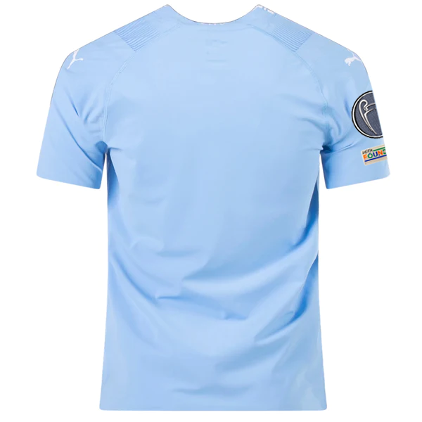 Image of Puma Manchester City Authentic Home Jersey w/ Champions League Patches 23/24 (Te