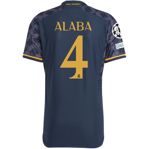 Image of adidas Real Madrid Authentic David Alaba Away Jersey w/ Champions League + Club