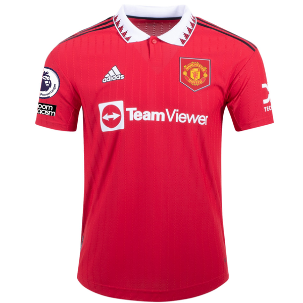 adidas Manchester United Authentisches Donny Van de Van Beek Heimtrikot mit EPL + Nr