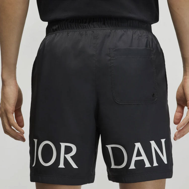 Men's Air Jordan Logo Printing Lacing Black Straight Shorts DM1373-010