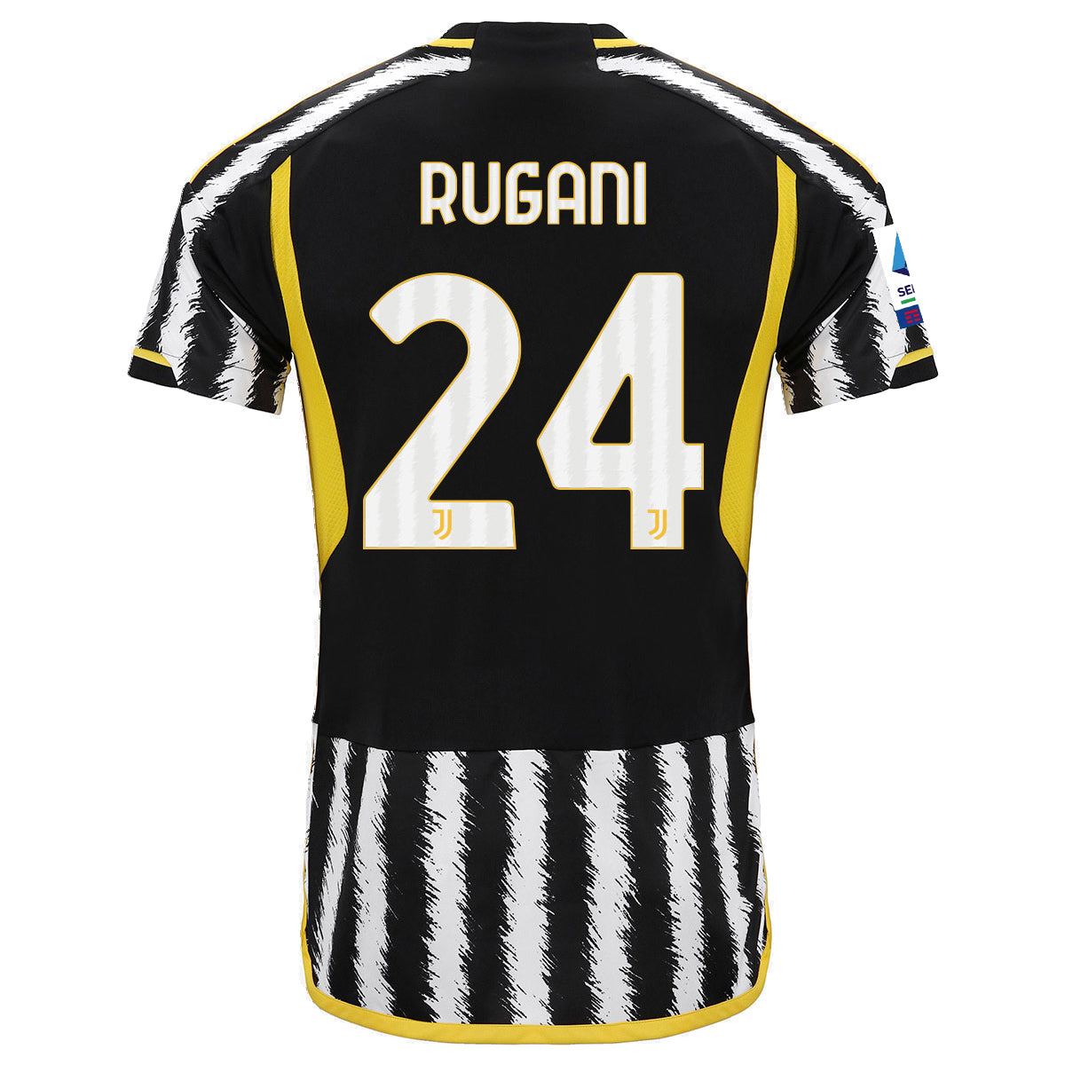 adidas Rugani Juventus Home Authentic Jersey 23/24 w/ Serie A Patch (Black/White