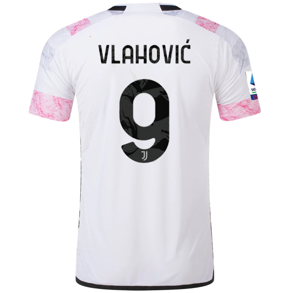 Image of adidas Juventus Authentic Vlahovic Away Jersey w/ Serie A Patch 23/24 (White)