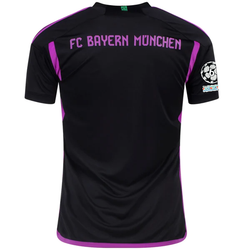 Image of adidas Bayern Munich Away Jersey w/ Champions League Patches 23/24 (Black)