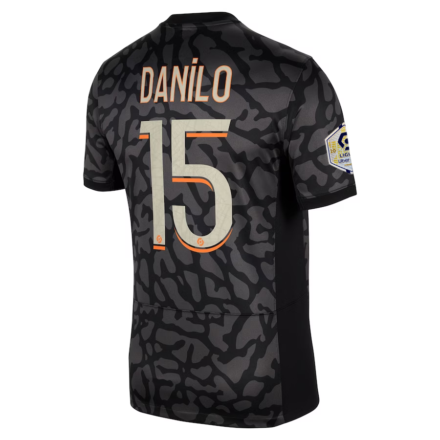 Nike Paris Saint-Germain Danilo Third Jersey w/ Ligue 1 Patch 23/24 (Anthracite/