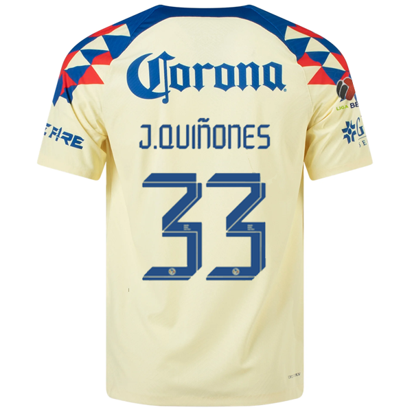 قميص Nike Club America الأصلي Julián Quiñones Match Home Jersey مع Liga MX Patch 2