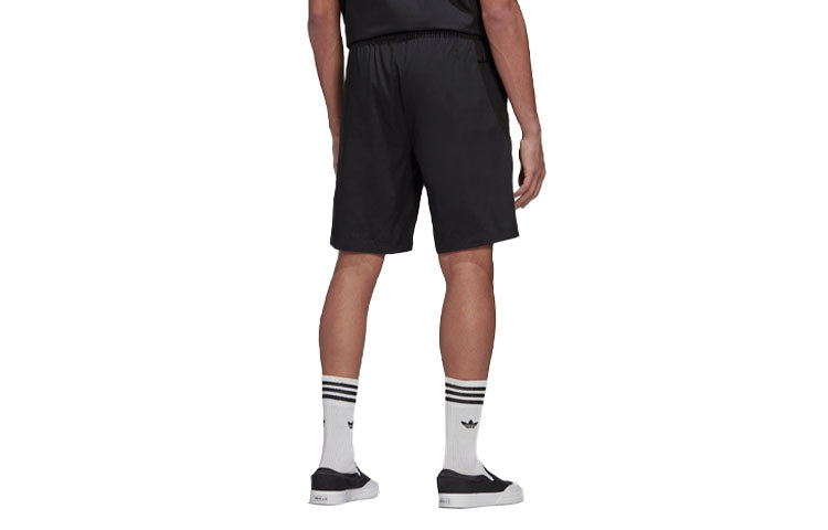Image of adidas originals Solid Color Logo Straight Shorts Black HT1652