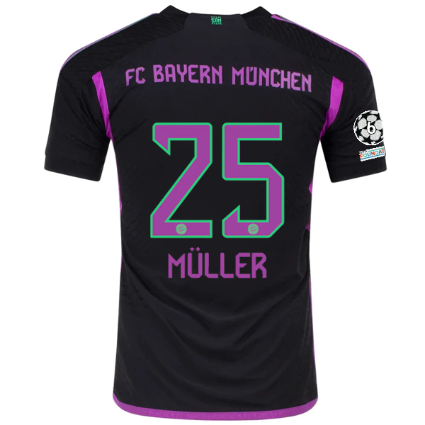 Image of adidas Bayern Munich Authentic Thomas Müller Away Jersey w/ Champions League Pat