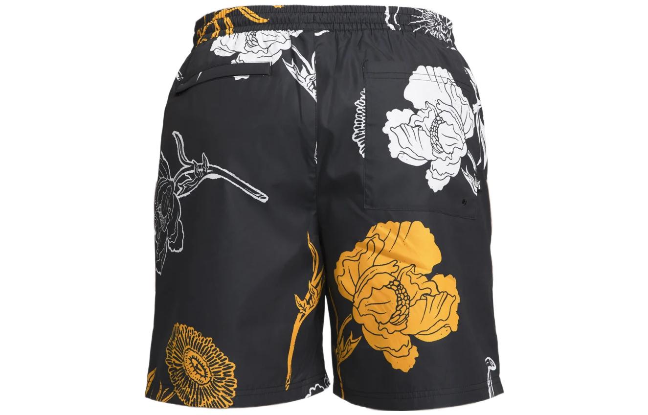 Image of Nike Flowers Printing Full Print Straight Casual Shorts Unisex Black DH2953-010