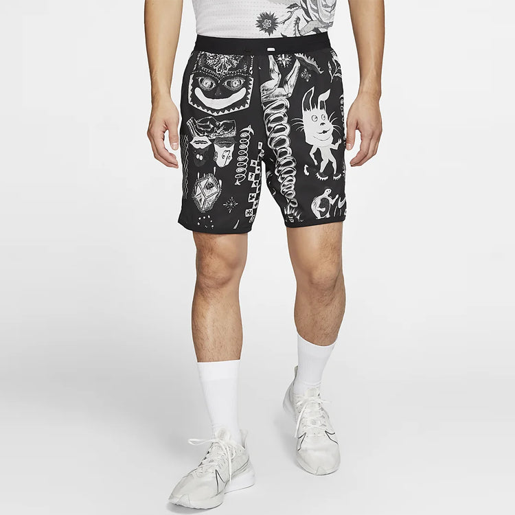 Image of Nike Graffiti Printing Running Shorts Black CJ5817-010