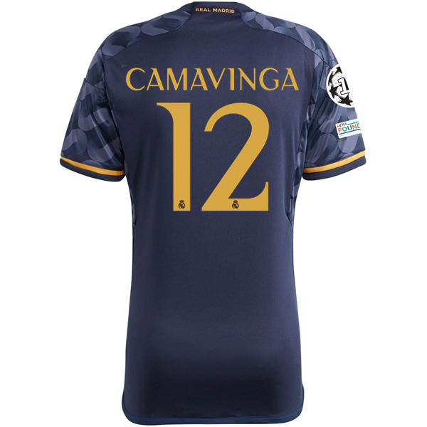 Image of adidas Real Madrid Eduardo Camavinga Away Jersey w/ Champions League + Club Worl
