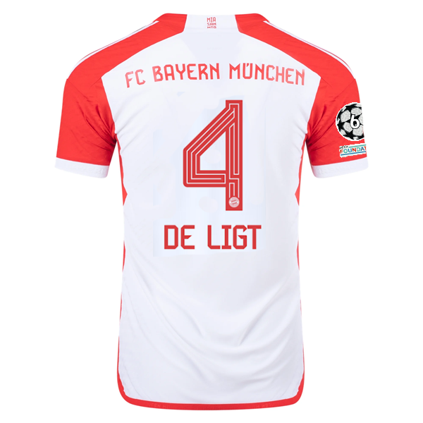 Image of adidas Bayern Munich Authentic Matthijs de Ligt Home Jersey w/ Champions League