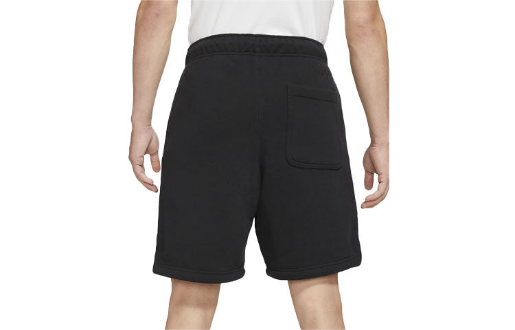 Image of Men's Air Jordan Solid Color Drawstring Fleece Straight Casual Black Shorts DA98