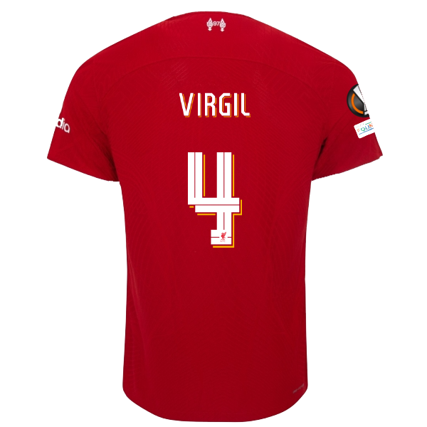 Image of Nike Liverpool Authentic Virgil van Dijk Vaporknit Match Home Jersey w/ Europa L