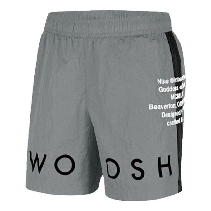 Image of Men's Nike Alphabet Printing Elastic Waistband Straight Sports Shorts Gray CJ490