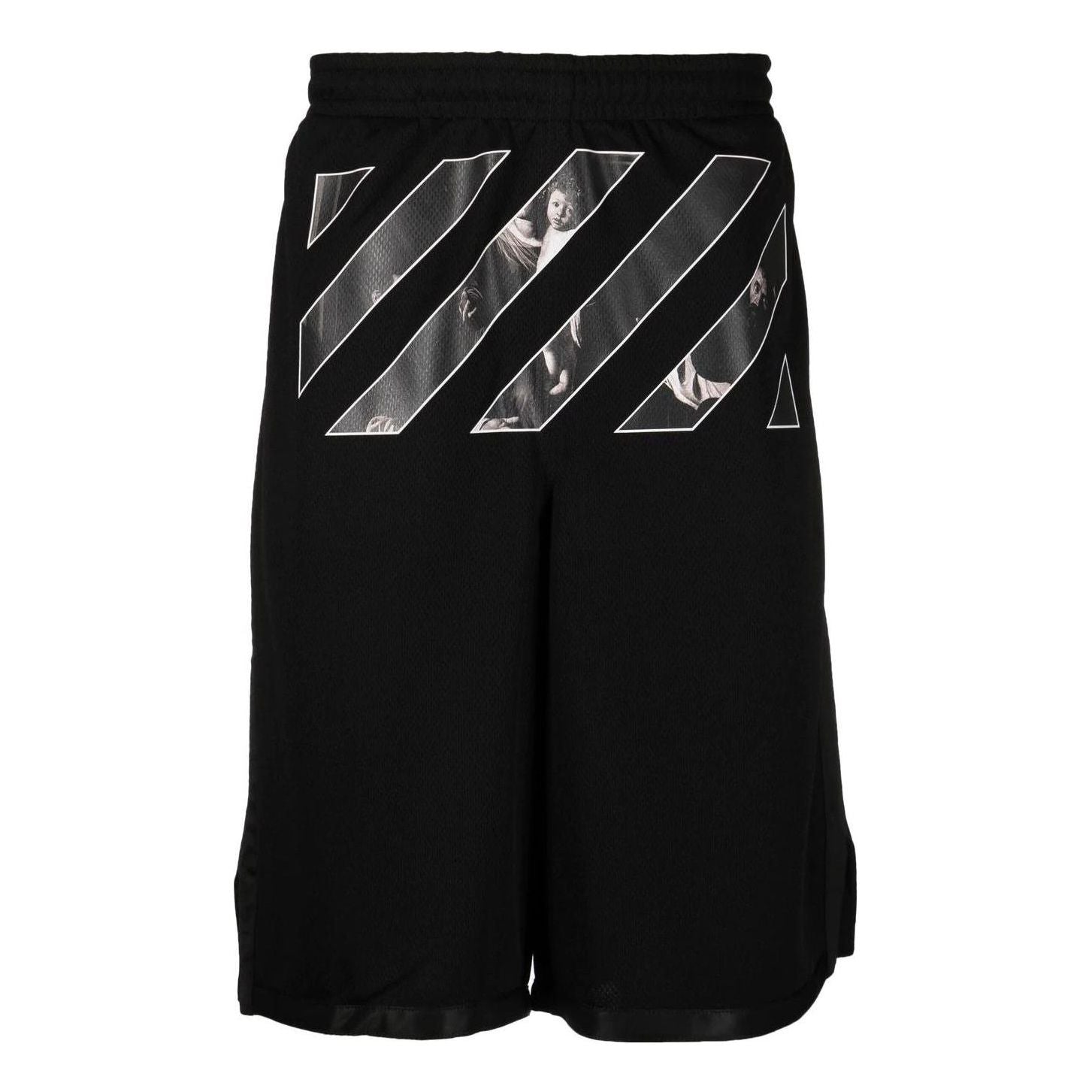 OFF-WHITE Herren Shorts mit geradem Bein und Twill-Print in Schwarz OMCB076C99FAB00
