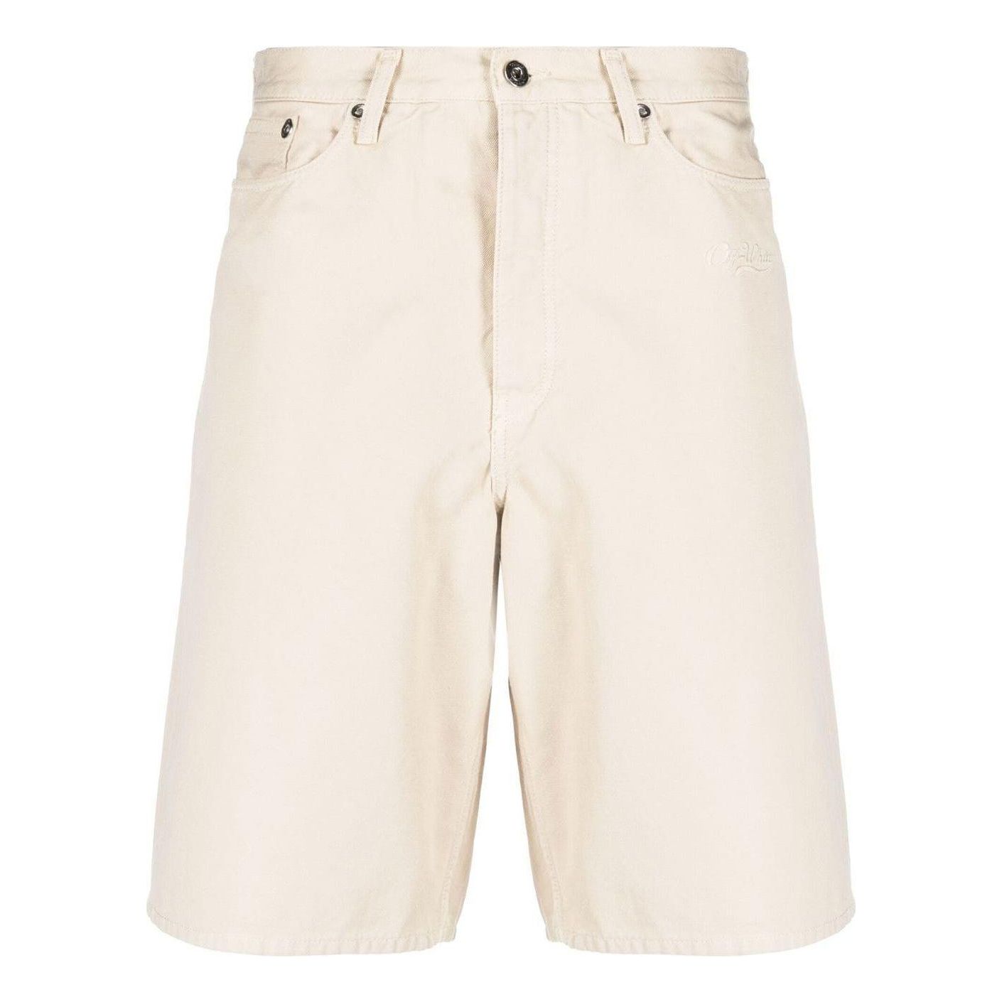 Image of OFF-WHITE SS23 纯色系扣牛仔短裤 常规版型 男款 米白色 OMCB084S23FAB0016161