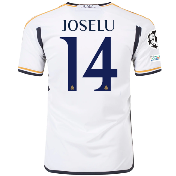 Image of adidas Real Madrid Joselu Home Jersey w/ Champions League + Club World Cup Patch