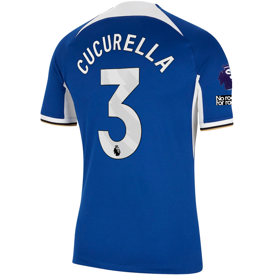 Nike Chelsea Marc Cucurella Home Jersey w/ EPL + No Room For Racism Patches 23/2