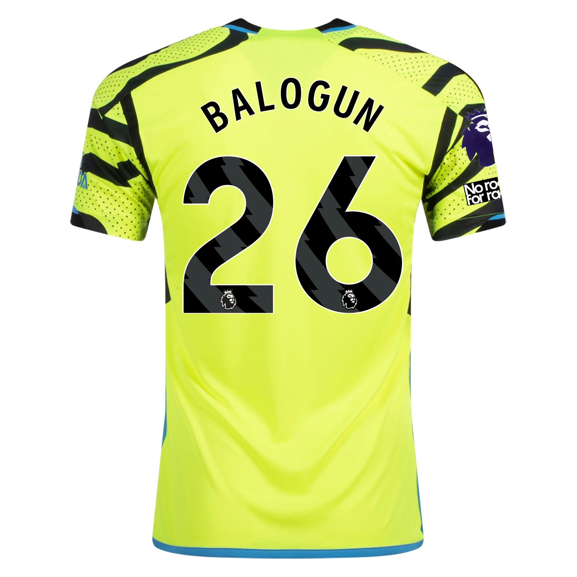 Image of adidas Arsenal Folarin Balogun Away Jersey w/ EPL + No Room For Racism Patches 2