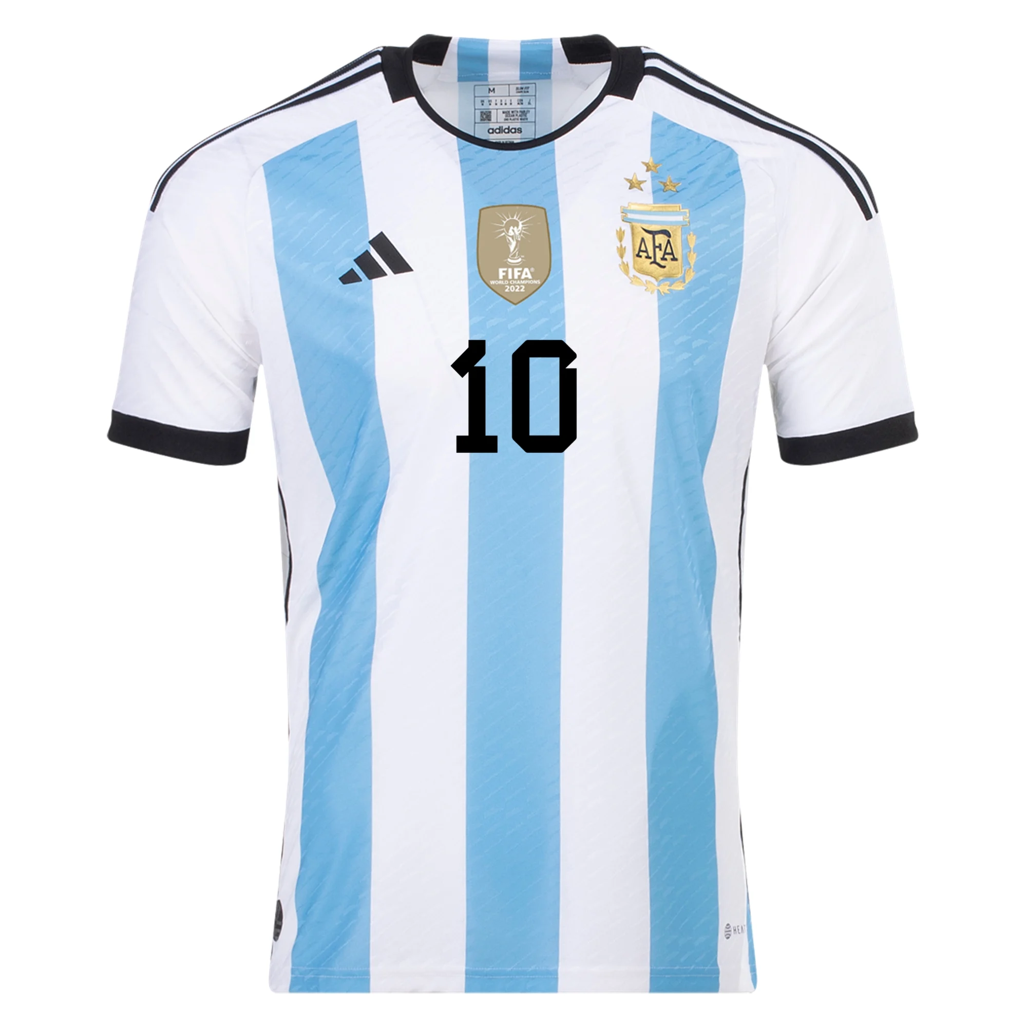 adidas Argentina Authentic Lionel Messi Home Jersey w/ World Cup Champion Patch