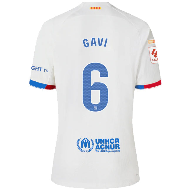 Nike Barcelona Gavi Authentic Match Away Jersey 23/24 w/ LaLiga Patches (White/R