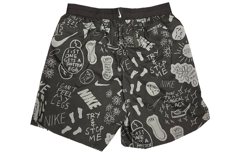 Image of Nike Full Print Pattern Casual Sports Straight Running Shorts Men's Black AT7808