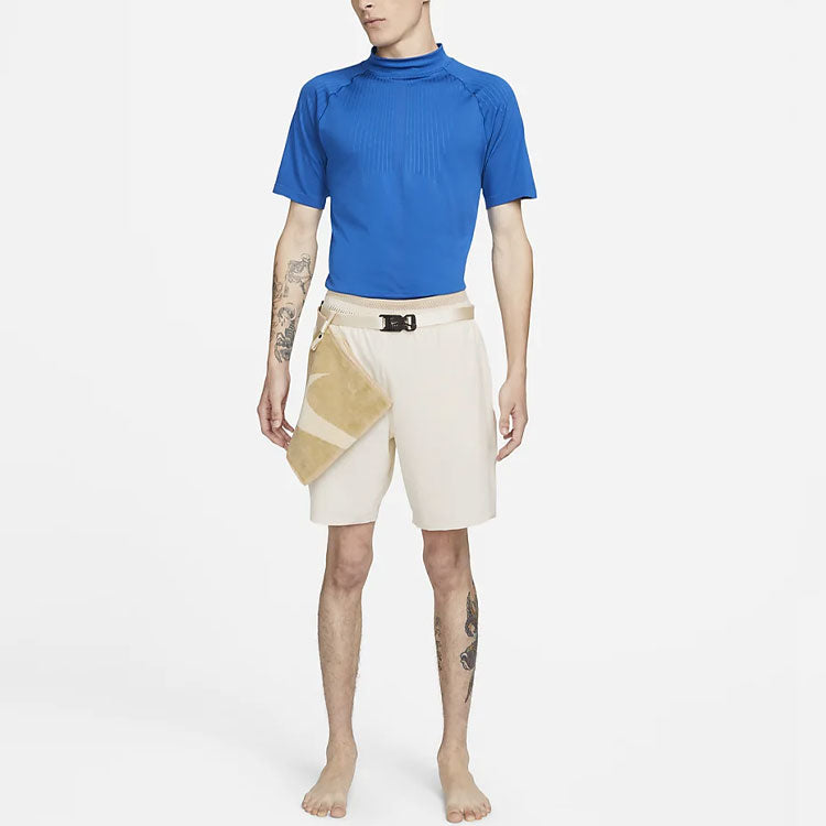 Image of Men's Nike x MMW Crossover Solid Color Yoga 3 In 1 Sports Shorts Cream Yellow DD