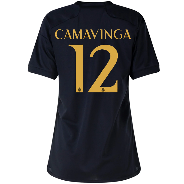 adidas Womens Real Madrid Camavinga Third Jersey 23/24 (Black)