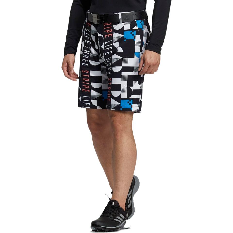 Image of adidas Pattern Printing Straight Shorts Japanese Version Men's Black HA3286
