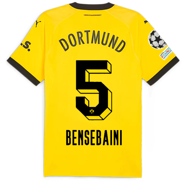 Puma Borussia Dortmund Authentic Bensebaini Home Jersey w/ Champions League Patc