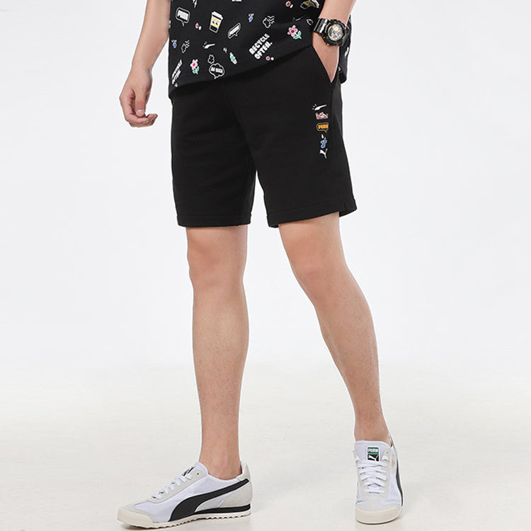 Image of PUMA Awareness Athleisure Casual Sports Drawstring Breathable Shorts Black 53203