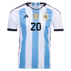 Image of adidas Argentina Alexis Mac Allister Three Star Home Jersey w/ World Cup Champio